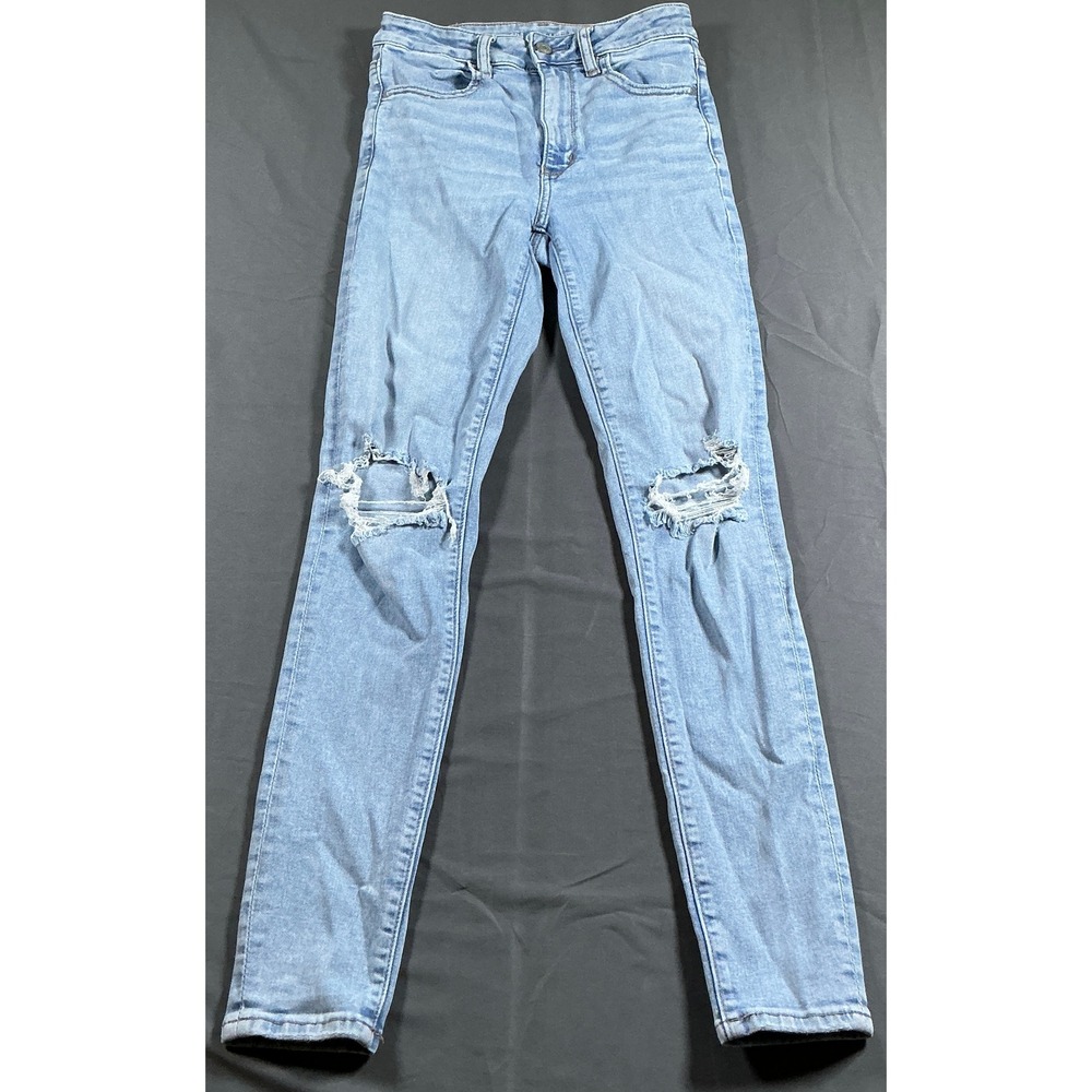 American Eagle Next Level Stretch Distressed Skinny Jeans Light Wash Size 2 Reg